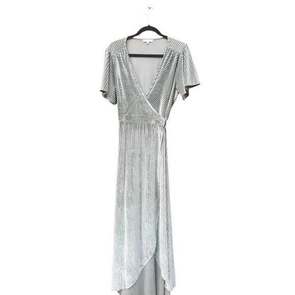 Baltic Born Women's Maxi Wrap Dress Meghan Ribbed Velvet Sage Green Sz XL - Picture 4 of 5